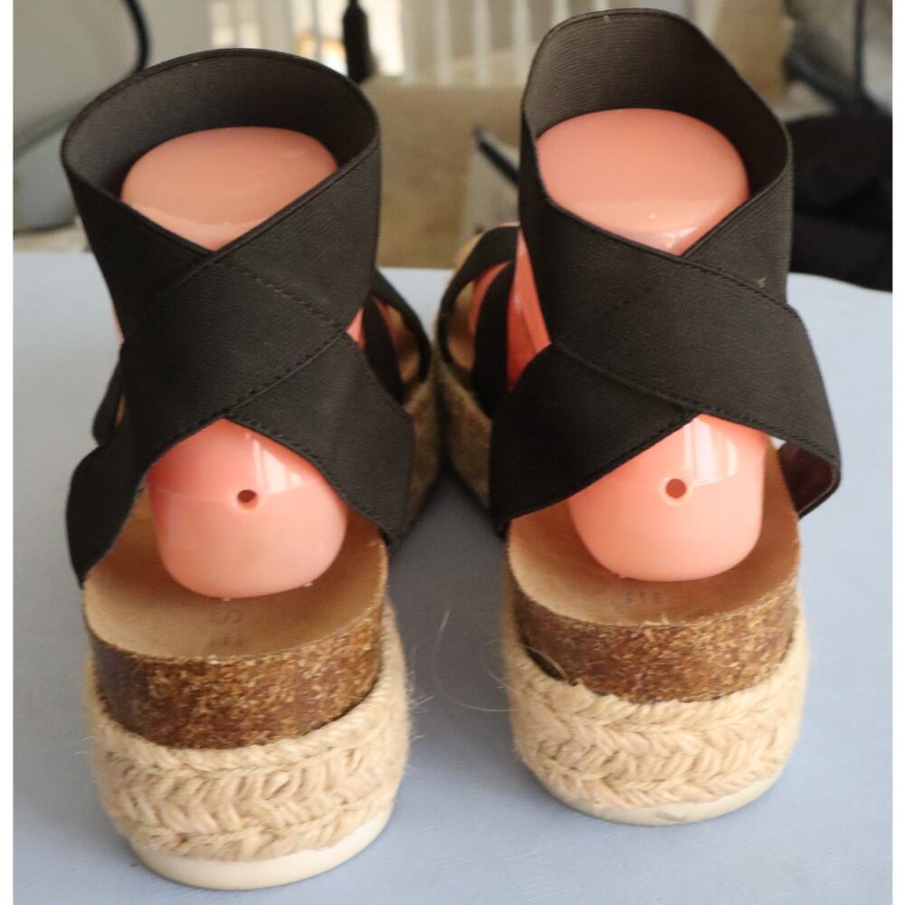 Esprit Black Elastic Stretchy Espadrille Sandals Platform Strappy Women Gigi 8.5 - Picture 3 of 6